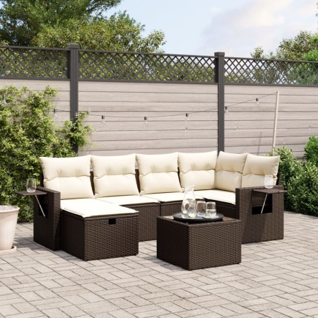 Set sofás de jardín 6 piezas y cojines ratán sintético marrón de vidaXL, Conjuntos de jardín - Ref: Foro24-3263799, Precio: 3...
