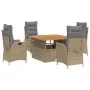 Set comedor de jardín 5 pzas con cojines ratán sintético beige de vidaXL, Conjuntos de jardín - Ref: Foro24-3277485, Precio: ...
