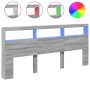 Bettkopfteil mit LED-Licht Sonomagrau 220x17x102 cm von vidaXL, Kopf- und Fußteile - Ref: Foro24-839229, Preis: 110,57 €, Rab...