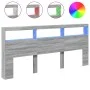 Cabecero de cama con luz LED gris Sonoma 220x17x102 cm de vidaXL, Cabeceros y pies de cama - Ref: Foro24-839229, Precio: 108,...