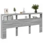 Cabecero de cama con luz LED gris Sonoma 220x17x102 cm de vidaXL, Cabeceros y pies de cama - Ref: Foro24-839229, Precio: 108,...