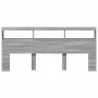 Cabecero de cama con luz LED gris Sonoma 220x17x102 cm de vidaXL, Cabeceros y pies de cama - Ref: Foro24-839229, Precio: 108,...