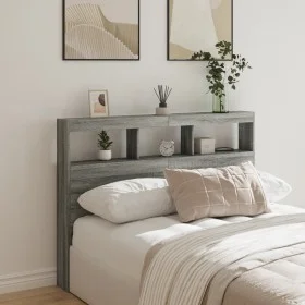 Bed headboard with LED light Sonoma gray 140x17x102 cm by vidaXL, Headboards and footboards - Ref: Foro24-839201, Price: 98,8...