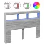 Bed headboard with LED light Sonoma gray 140x17x102 cm by vidaXL, Headboards and footboards - Ref: Foro24-839201, Price: 98,8...