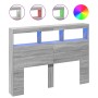 Bettkopfteil mit LED-Licht Sonomagrau 140x17x102 cm von vidaXL, Kopf- und Fußteile - Ref: Foro24-839201, Preis: 100,51 €, Rab...