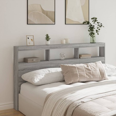 Bettkopfteil mit LED-Licht Sonomagrau 180x17x102 cm von vidaXL, Kopf- und Fußteile - Ref: Foro24-839215, Preis: 116,92 €, Rab...