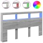 Bed headboard with LED light Sonoma gray 180x17x102 cm by vidaXL, Headboards and footboards - Ref: Foro24-839215, Price: 116,...