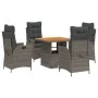 5-piece garden dining set with gray synthetic rattan cushions by vidaXL, Garden sets - Ref: Foro24-3277458, Price: 676,95 €, ...