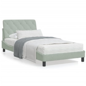 Light gray velvet bed frame with LED lights 100x200 cm by vidaXL, Beds and slatted bases - Ref: Foro24-3213837, Price: 149,37...