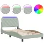 Light gray velvet bed frame with LED lights 100x200 cm by vidaXL, Beds and slatted bases - Ref: Foro24-3213837, Price: 147,34...
