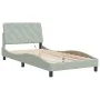 Light gray velvet bed frame with LED lights 100x200 cm by vidaXL, Beds and slatted bases - Ref: Foro24-3213837, Price: 147,34...