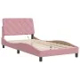 Pink velvet bed frame with LED lights 100x200 cm by vidaXL, Beds and slatted bases - Ref: Foro24-3213842, Price: 177,93 €, Di...