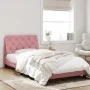 Pink velvet bed frame with LED lights 100x200 cm by vidaXL, Beds and slatted bases - Ref: Foro24-3213842, Price: 177,93 €, Di...