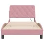 Pink velvet bed frame with LED lights 100x200 cm by vidaXL, Beds and slatted bases - Ref: Foro24-3213842, Price: 177,93 €, Di...