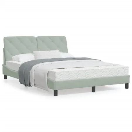 Light gray velvet bed frame with LED lights 140x190 cm by vidaXL, Beds and slatted bases - Ref: Foro24-3213849, Price: 202,15...
