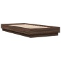 Oak brown engineered wood bed frame 100x200 cm by vidaXL, Beds and slatted bases - Ref: Foro24-839601, Price: 99,92 €, Discou...