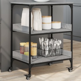 Carrito de cocina madera ingeniería gris Sonoma 60x41x80,5 cm