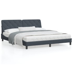 Estructura cama con luces LED terciopelo gris oscuro 180x200 cm