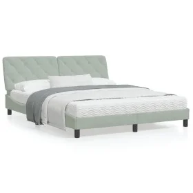 Light gray velvet bed frame with LED lights 160x200 cm by vidaXL, Beds and slatted bases - Ref: Foro24-3213861, Price: 243,91...