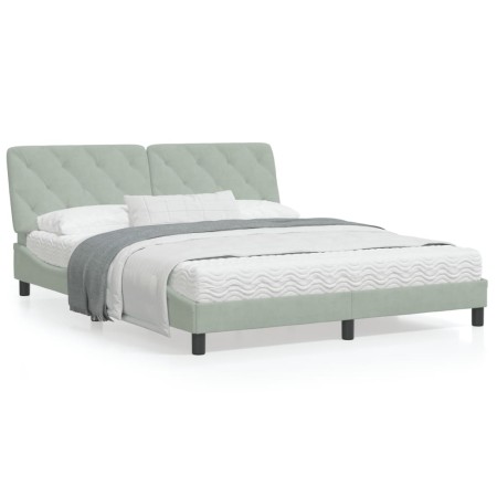 Light gray velvet bed frame with LED lights 160x200 cm by vidaXL, Beds and slatted bases - Ref: Foro24-3213861, Price: 243,32...