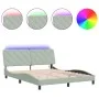 Hellgrauer Samtbettrahmen mit LED-Leuchten, 160 x 200 cm von vidaXL, Betten und Lattenroste - Ref: Foro24-3213861, Preis: 238...