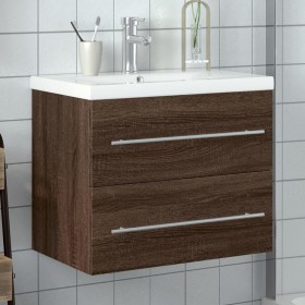 Mueble de baño con lavabo integrado marrón roble