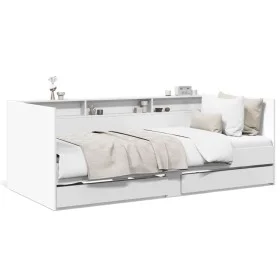 Lounger with white engineered wood drawers 90x190 cm by vidaXL, Beds and slatted bases - Ref: Foro24-3280853, Price: 209,61 €...