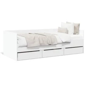 Lounger with white engineered wood drawers 90x200 cm by vidaXL, Beds and slatted bases - Ref: Foro24-3280818, Price: 196,60 €...