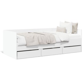 Tumbona con cajones madera de ingeniería blanco 90x200 cm de vidaXL, Camas y somieres - Ref: Foro24-3280818, Precio: 188,89 €...