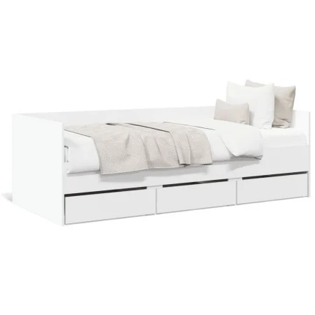 Lounger with white engineered wood drawers 90x200 cm by vidaXL, Beds and slatted bases - Ref: Foro24-3280818, Price: 196,60 €...