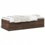 Lounger with brown oak engineered wood drawers 90x190 cm by vidaXL, Beds and slatted bases - Ref: Foro24-3280887, Price: 209,...