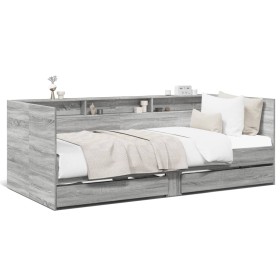 Sonoma gray engineered wood lounger with drawers 90x190 cm by vidaXL, Beds and slatted bases - Ref: Foro24-3280858, Price: 22...