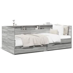 Sonoma gray engineered wood lounger with drawers 90x190 cm by vidaXL, Beds and slatted bases - Ref: Foro24-3280858, Price: 23...