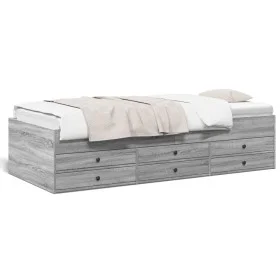 Sonoma gray engineered wood lounger with drawers 90x200 cm by vidaXL, Beds and slatted bases - Ref: Foro24-3280879, Price: 17...