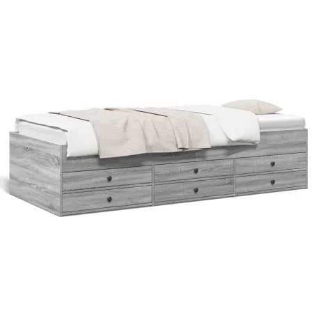 Sonoma gray engineered wood lounger with drawers 90x200 cm by vidaXL, Beds and slatted bases - Ref: Foro24-3280879, Price: 17...