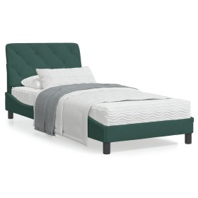 Dark green velvet bed frame with headboard 90x200 cm by vidaXL, Beds and slatted bases - Ref: Foro24-3207902, Price: 140,54 €...