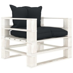 Palettensofa für Gartenholz mit anthrazitfarbenen Kissen von vidaXL, Outdoor-Sofas - Ref: Foro24-3052372, Preis: 110,56 €, Ra...