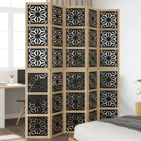 Trennwand 5 Paneele aus massivem Paulownia-Holz braun schwarz von vidaXL, Raumteiler - Ref: Foro24-358808, Preis: 169,56 €, R...