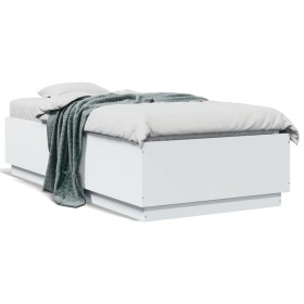 White engineered wood bed frame with LED 90x190 cm by vidaXL, Beds and slatted bases - Ref: Foro24-3209660, Price: 136,00 €, ...