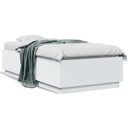 White engineered wood bed frame with LED 90x190 cm by vidaXL, Beds and slatted bases - Ref: Foro24-3209660, Price: 133,81 €, ...