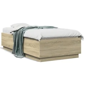 Sonoma oak wood bed frame with LED lights 90x190 cm by vidaXL, Beds and slatted bases - Ref: Foro24-3209662, Price: 129,95 €,...