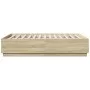 Estructura cama con luces LED madera roble Sonoma 135x190 cm de vidaXL, Camas y somieres - Ref: Foro24-3209648, Precio: 163,0...