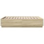 Sonoma oak wood bed frame with LED lights 135x190 cm by vidaXL, Beds and slatted bases - Ref: Foro24-3209648, Price: 165,03 €...