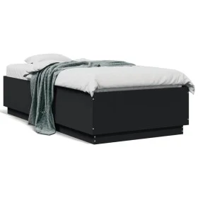 Black engineered wood bed frame 90x190 cm by vidaXL, Beds and slatted bases - Ref: Foro24-3209752, Price: 113,20 €, Discount: %