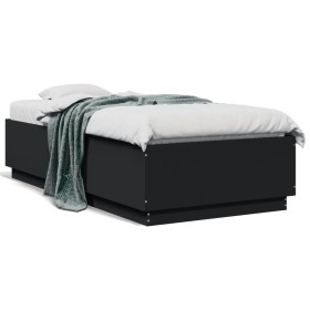 Schwarzer Bettrahmen aus Holzwerkstoff, 90 x 190 cm von vidaXL, Betten und Lattenroste - Ref: Foro24-3209752, Preis: 114,56 €...