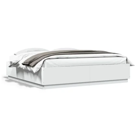 Estructura de cama madera de ingeniería blanca 180x200 cm de vidaXL, Camas y somieres - Ref: Foro24-3209681, Precio: 165,26 €...