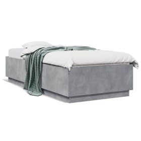 Concrete gray engineered wood bed frame 100x200cm by vidaXL, Beds and slatted bases - Ref: Foro24-3209719, Price: 116,55 €, D...