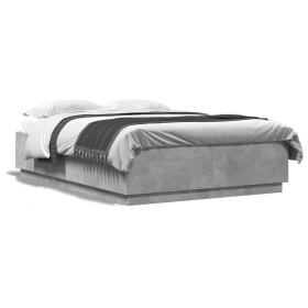 Concrete gray engineered wood bed frame 120x200cm by vidaXL, Beds and slatted bases - Ref: Foro24-3209712, Price: 142,27 €, D...