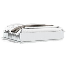 White engineered wood bed frame 200x200 cm by vidaXL, Beds and slatted bases - Ref: Foro24-3209674, Price: 170,97 €, Discount: %