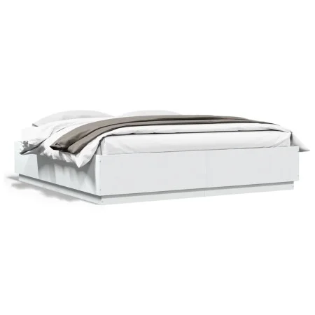 Estructura de cama madera de ingeniería blanca 200x200 cm de vidaXL, Camas y somieres - Ref: Foro24-3209674, Precio: 170,97 €...